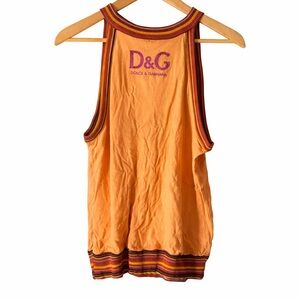 D&G Peach Tank Top with Striped Trim